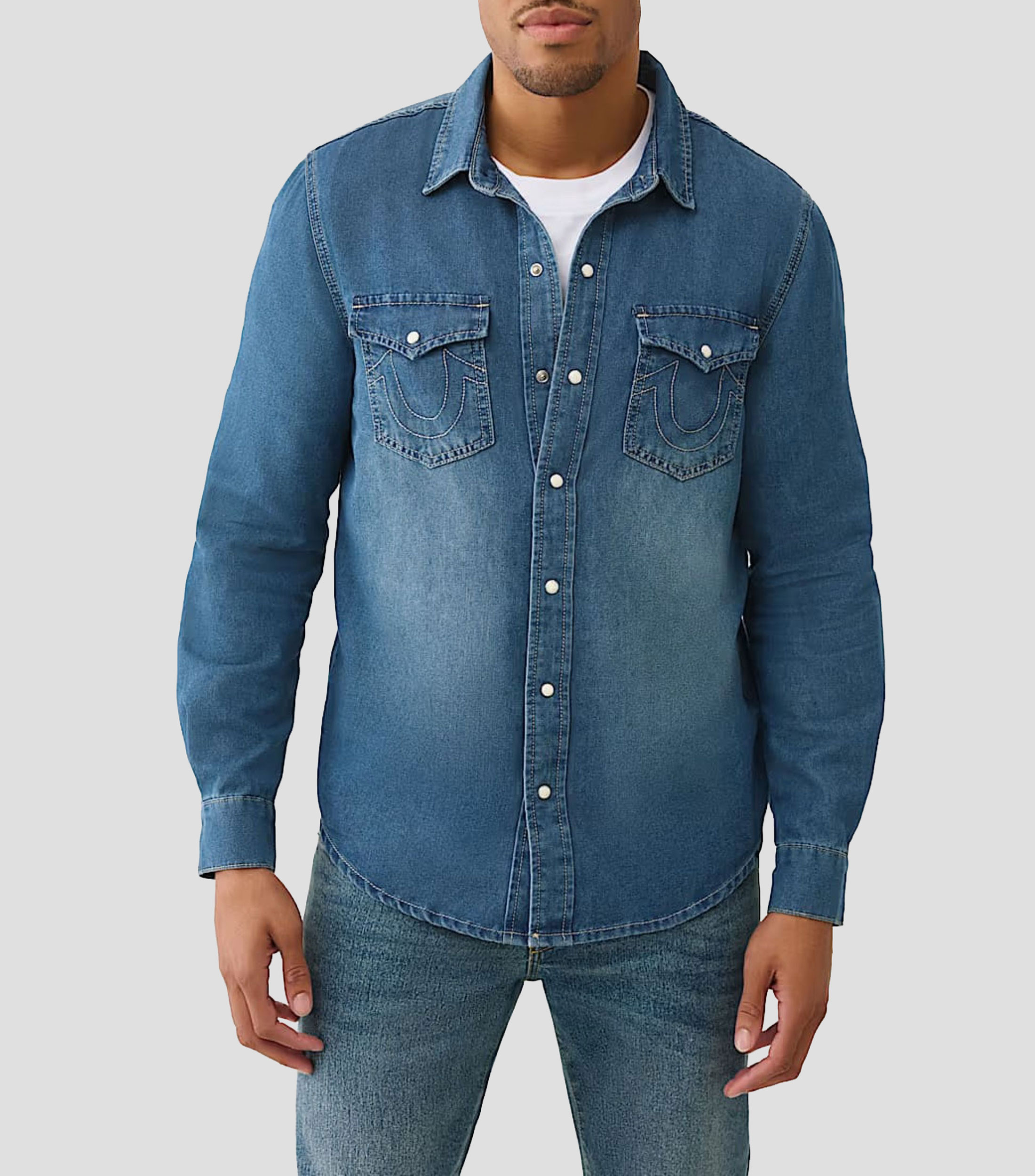 Camisa lisa manga larga Hombre
